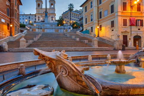spanish steps by night